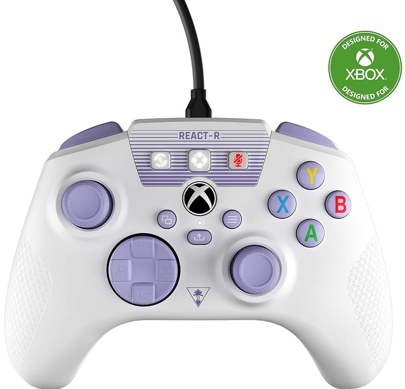 Turtle Beach REACT-R Wired Game Controller – Officially Licensed for Xbox Series X & S, Xbox One, and Windows 10|11 PC’s – White & Purple