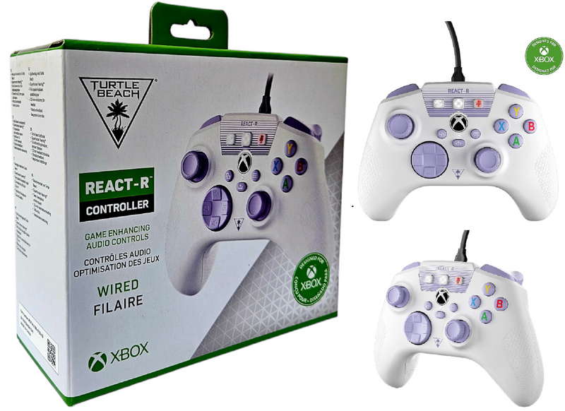 Turtle Beach REACT-R Wired Game Controller – Officially Licensed for Xbox Series X & S, Xbox One, and Windows 10|11 PC’s – White & Purple