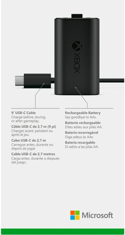 Official Microsoft Xbox One Play & Charge Kit – Rechargeable Battery + USB-C Charging Cable