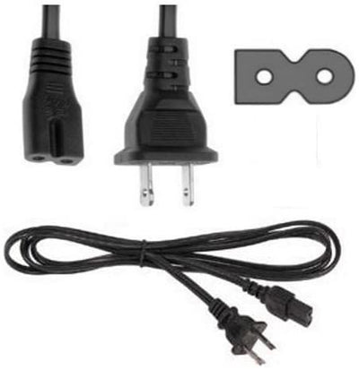 2 Prong Polarized 2 Slot Power Cord for Arris Router Modem; Vizio, Sharp Sanyo Emerson TV; Sony PlayStation 1 2 PS1 PS2; Bose Companion 3 5 Speaker Audio System AC Wall Cable