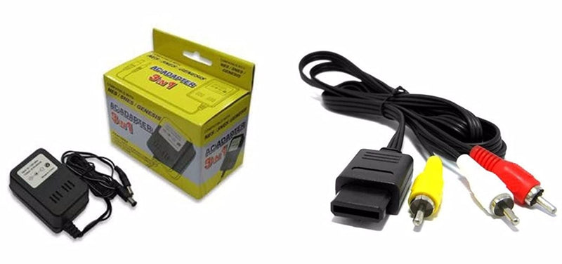 Video Game Accessories NEW POWER CORD AC ADAPTER FOR SUPER NINTENDO +SUPER NINTENDO AV CABLE BUNDLE