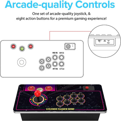 Legends Gamer Mini, Table Top Arcade Game Machine, Home Arcade, Classic Retro Video Games, 100 Licensed Arcade & Console Games, Includes Action Fighting Puzzle Sports & More, WiFi Connectivity