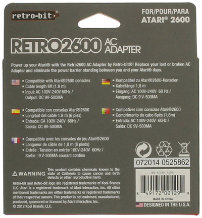 Retro-Bit Atari AC Adapter - Not Machine Specific